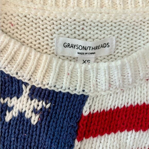 Grayson Threads American Flag Lightweight Knit Sweater Size XS - Picture 6 of 7